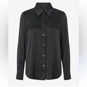 Sand Copenhagen Black Silk blend button down shirt